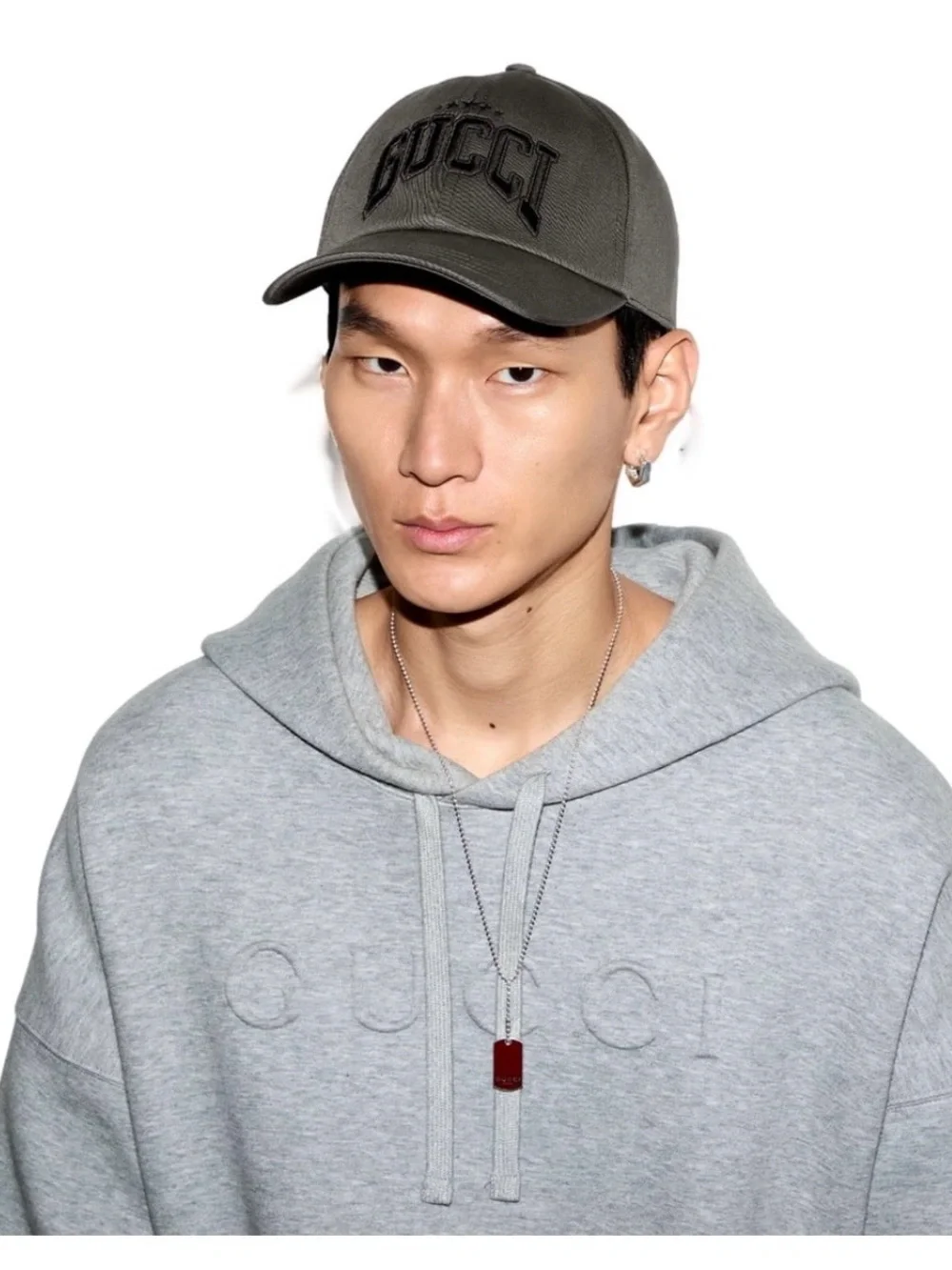 Gucci Dark Gray/Black Embroidered Logo Baseball Cap BNWT Size. Medium